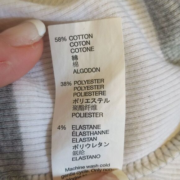 5/$55 - GAP ribbed stretch tank top, grey & white wide stripes, size M - Picture 5 of 7